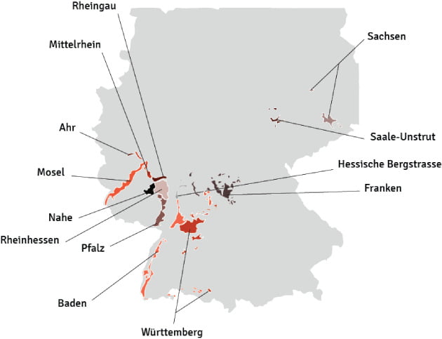 Wijnland Duitsland | Kaart met wijnstreken
